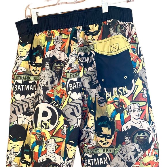 DC Comics Swim Trunks Men Size 32 Black Retro Batman Robin Superman Board Shorts - Picture 6 of 14